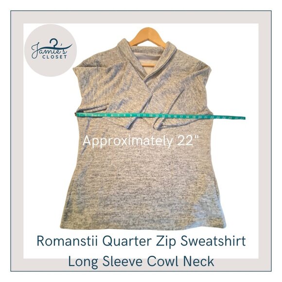 Heather Gray Romanstii Quarter Zip Cowl Neck Sweatshirt | Size XL - Picture 11 of 14